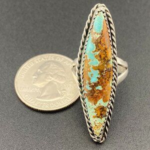 RARE Natural Bisbee Turquoise Sterling Silver Ring Sz.6 - No hallmarks handmade
